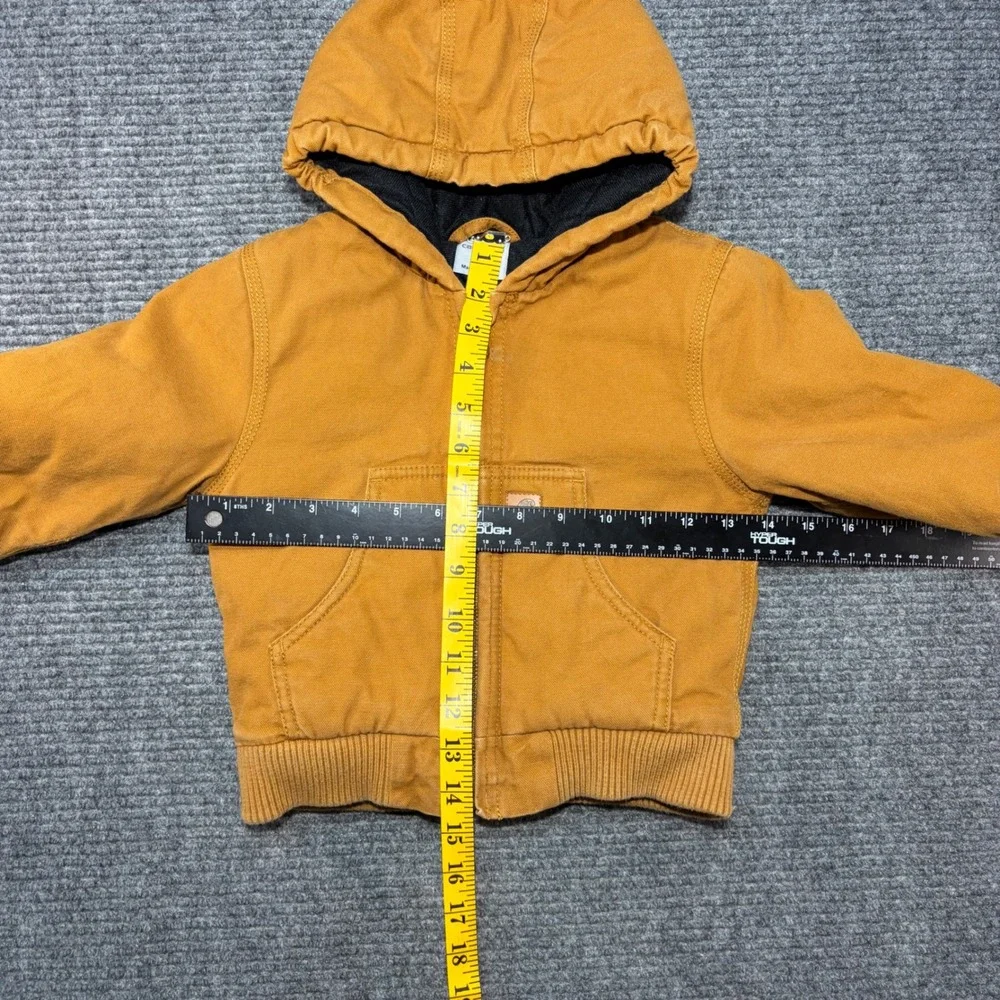 Carhartt Kids 24M Brown Canvas Hooded Active Jacket CP8430 Cotton Duck Coat